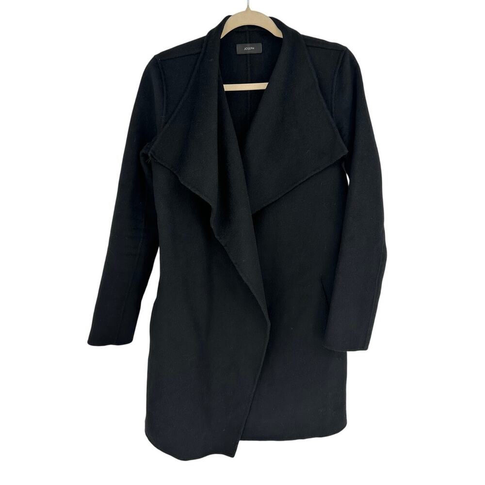 Joseph Lisa Long Wool Cashmere Blend Coat Womens 38 US 6 Black Double Breasted